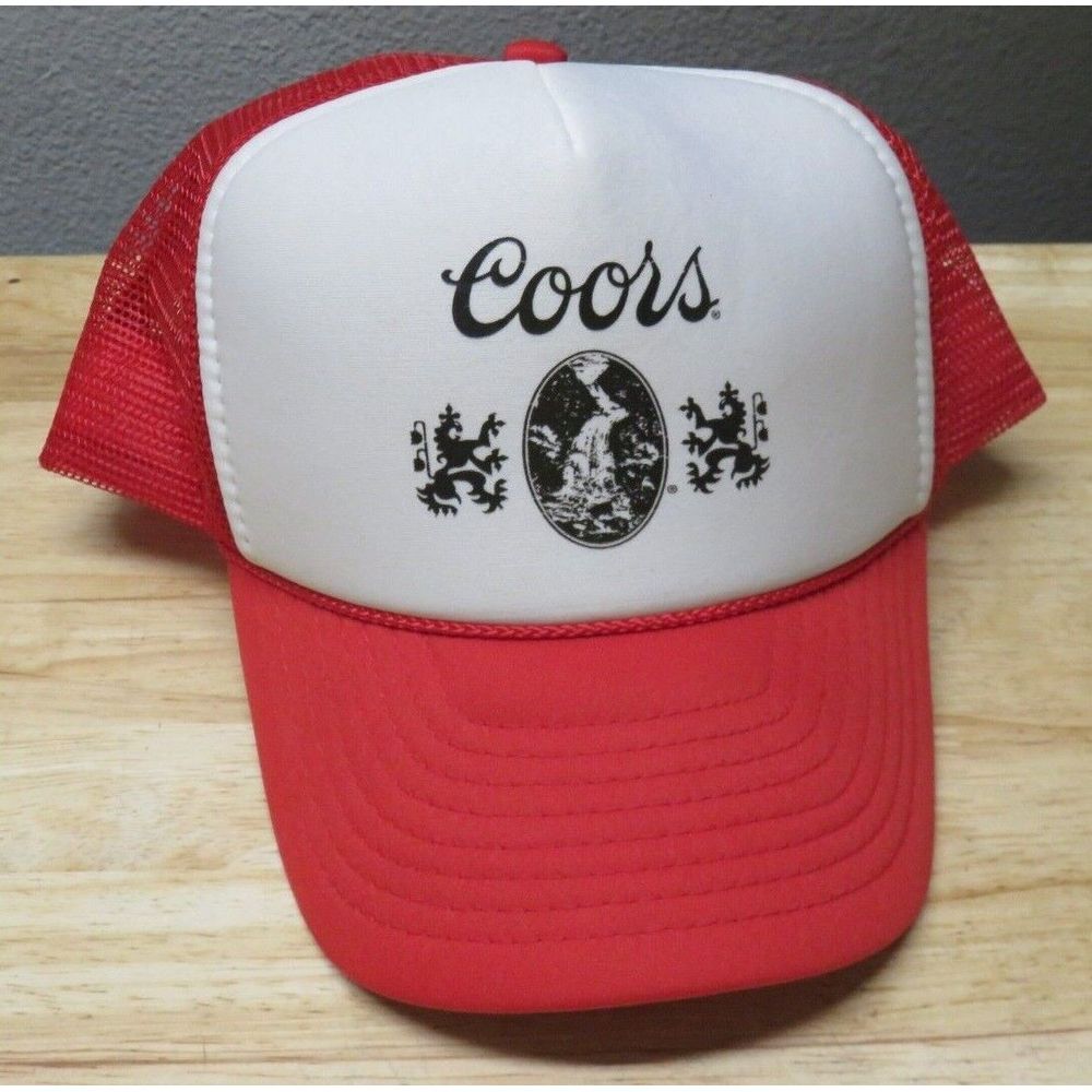 Nissun COORS Beer Trucker Hat Cap‎ Snap Back Mesh Polyester Truckers Vintage Red